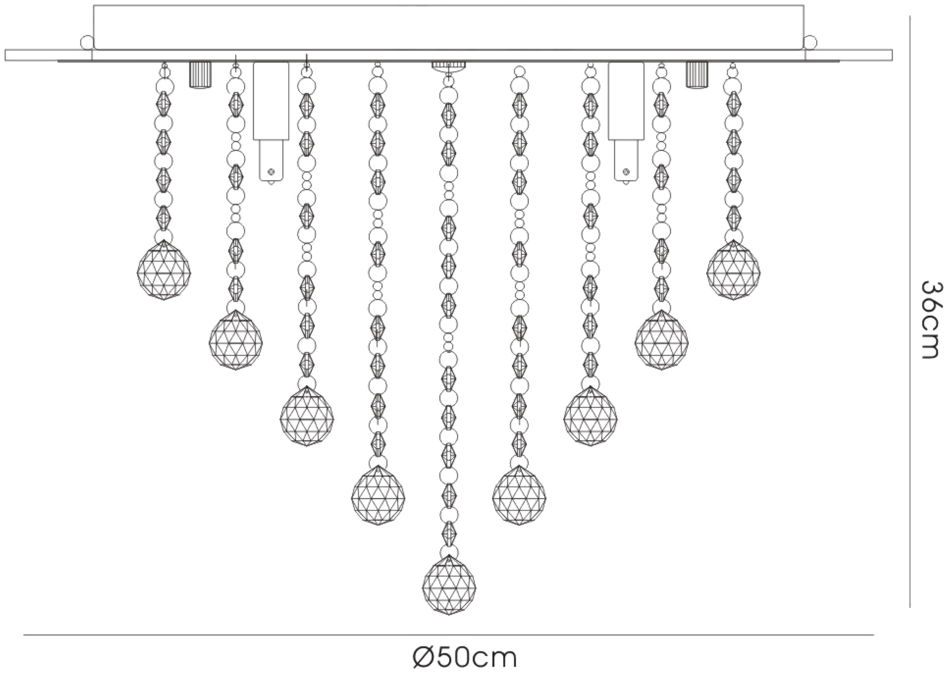 Atla French Gold Crystal Ceiling Lights Diyas Flush Crystal Fittings